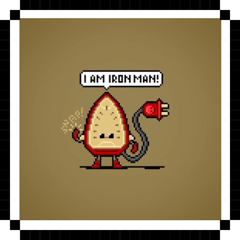 Meme iron man en pixel art